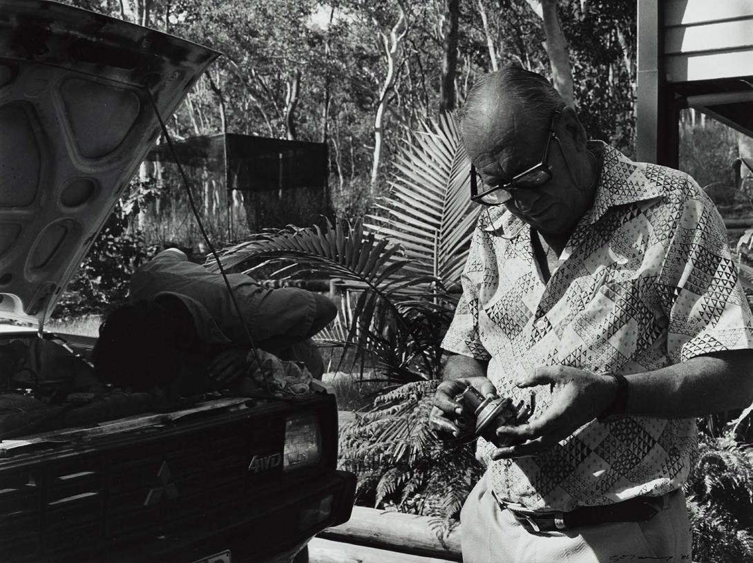 Artwork Boxing Day 1986, Jourama Falls - My Uncle Jack and some of the family spent Christmas Day with his daughter and son-in-law.  When he went to drive home the next day he had problems with the fuel pump (from 'Journeys north' portfolio) this artwork made of Gelatin silver photograph on paper, created in 1986-01-01