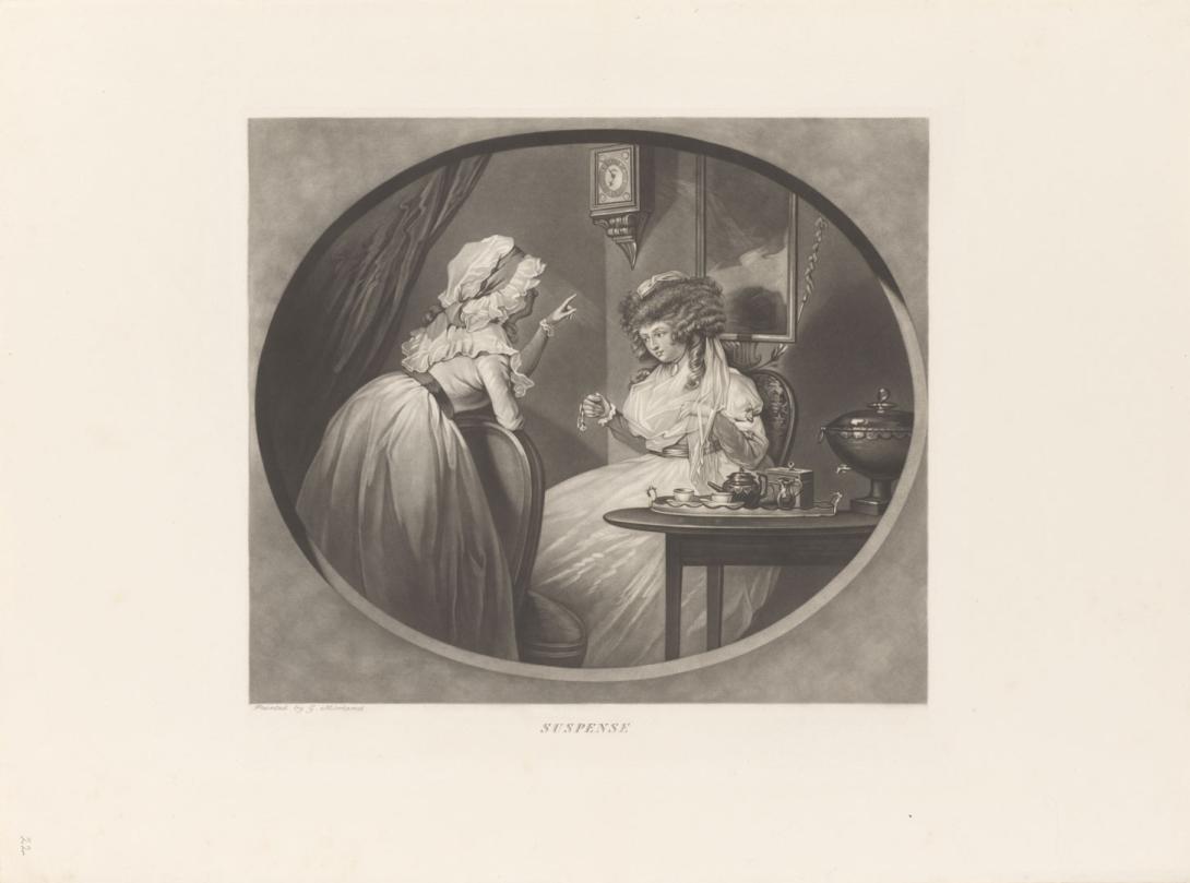 Artwork Suspense this artwork made of Mezzotint on paper, created in 1788-01-01