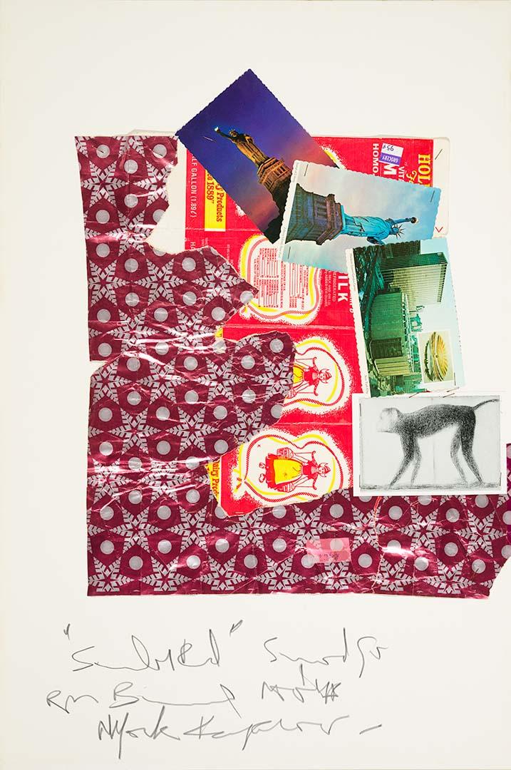 Artwork New York kangaroo (from Series II 'Secular red' series) this artwork made of Collage of printed ephemera on paper, created in 1977-01-01