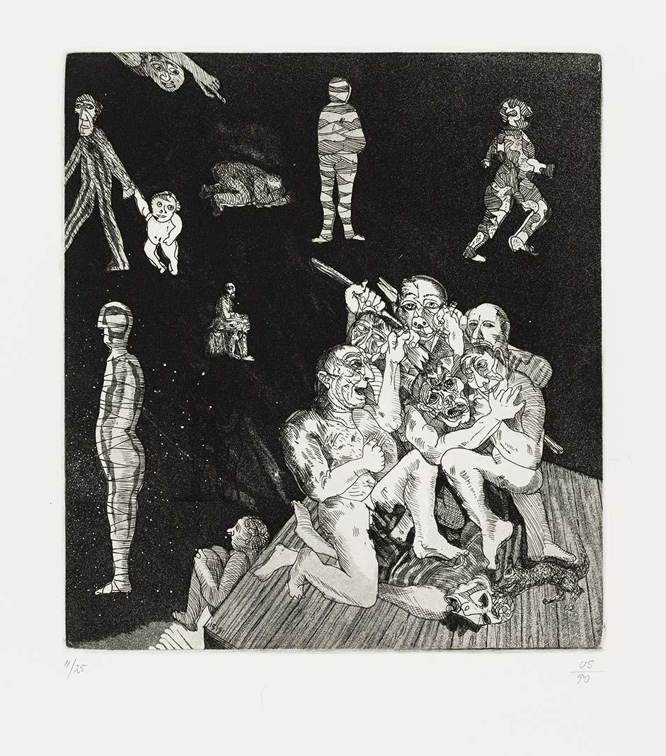 Artwork (Untitled 24) (from 'Night watch, a print cycle of thirty etchings' portfolio) this artwork made of Etching and aquatint on Arches paper, created in 1990-01-01