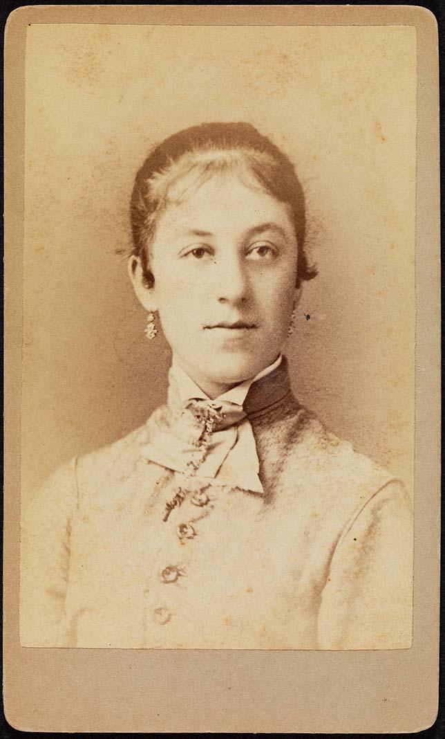 Artwork (Portrait of a young woman) this artwork made of Carte-de-visite on albumen paper laid down on card, created in 1870-01-01