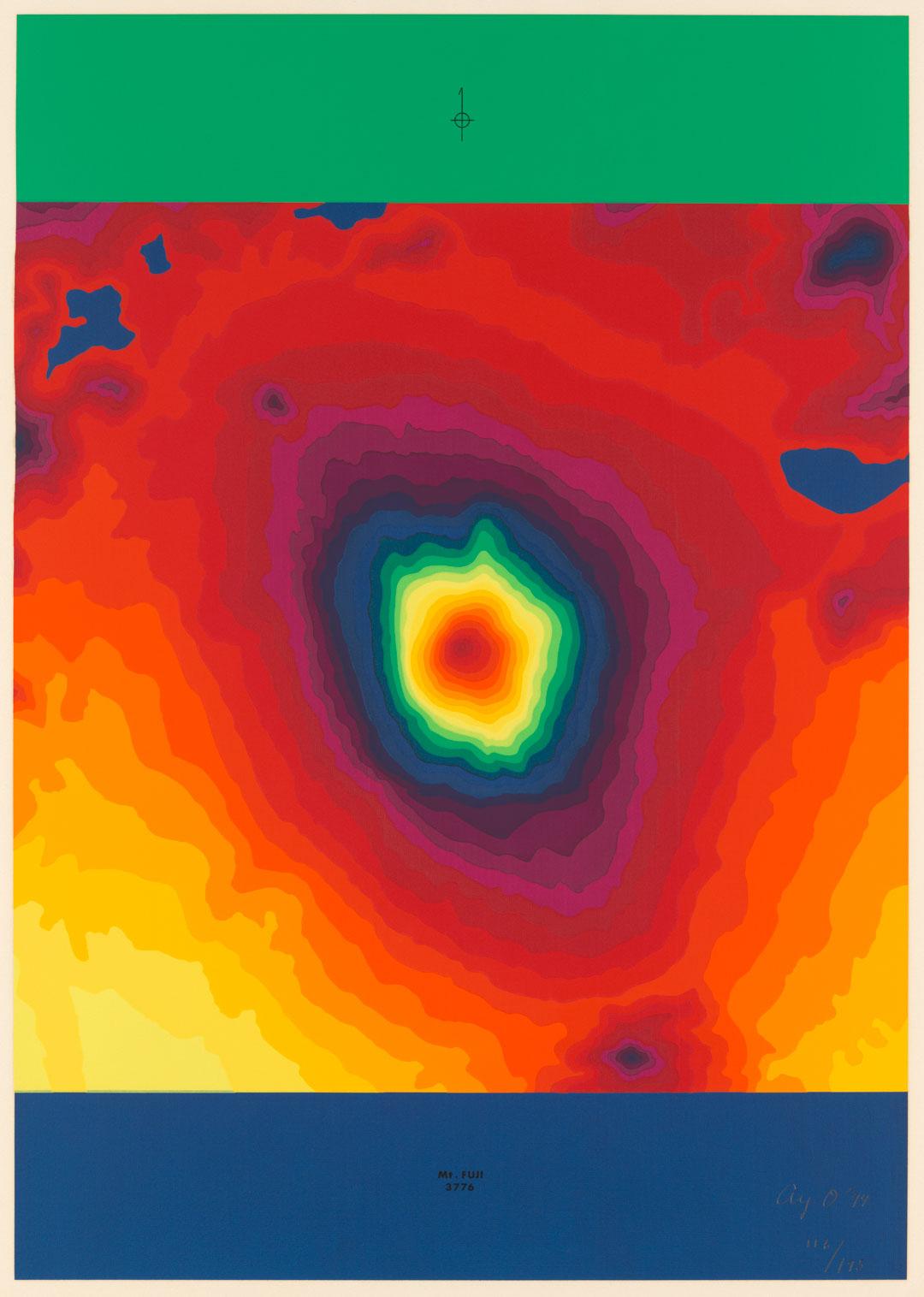 Artwork Mt Fuji (from 'Rainbow landscape' series) this artwork made of Screenprint on paper, created in 1974-01-01
