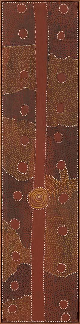 Artwork (Papunya door) this artwork made of Natural pigments and synthetic polymer paint on board, created in 1972-01-01