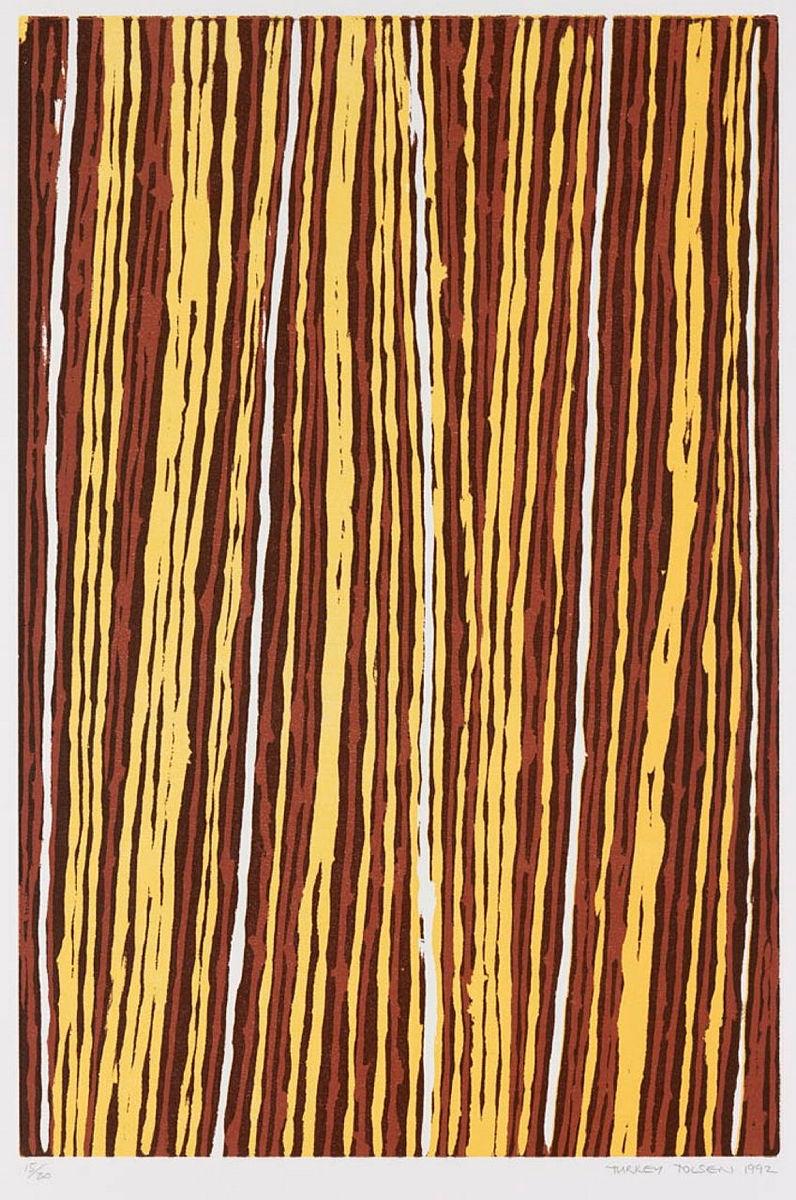 Artwork Straightening of spears (from untitled series) this artwork made of Colour woodblock print on Magnani Pescia white paper, created in 1992-01-01