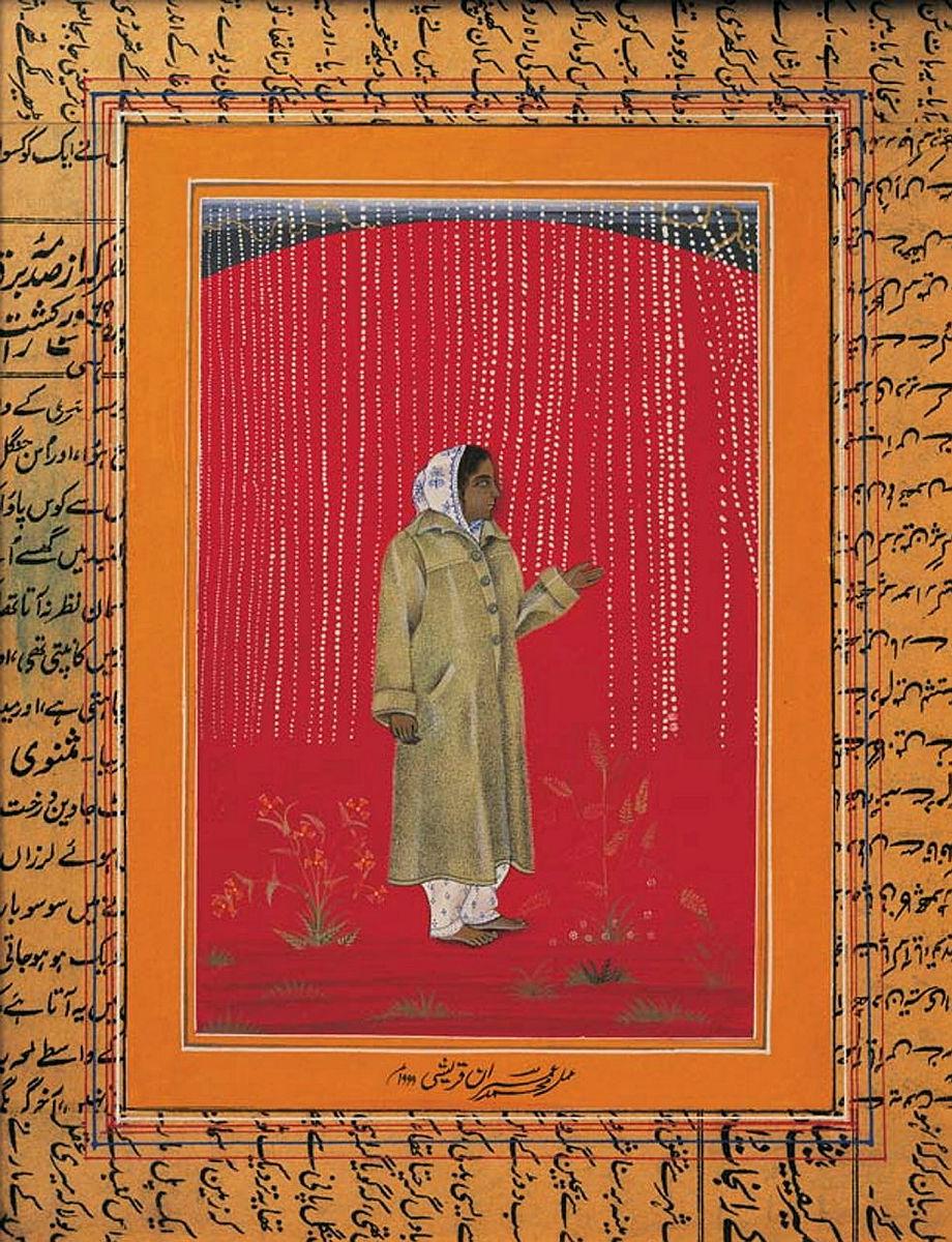 Artwork Hajra loves rain this artwork made of Gouache on wasli paper, created in 1999-01-01