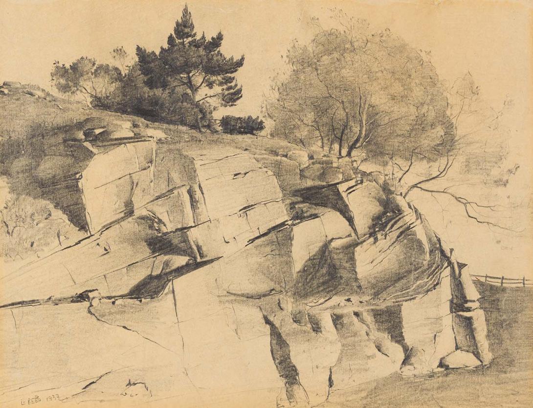 Artwork The cliff this artwork made of Pencil on thin smooth cream wove paper, created in 1932-01-01