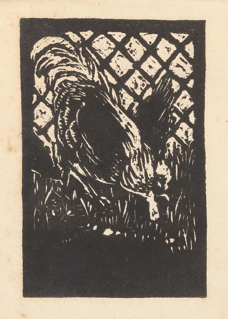 Artwork The rooster this artwork made of Linocut on cream wove paper, created in 1932-01-01