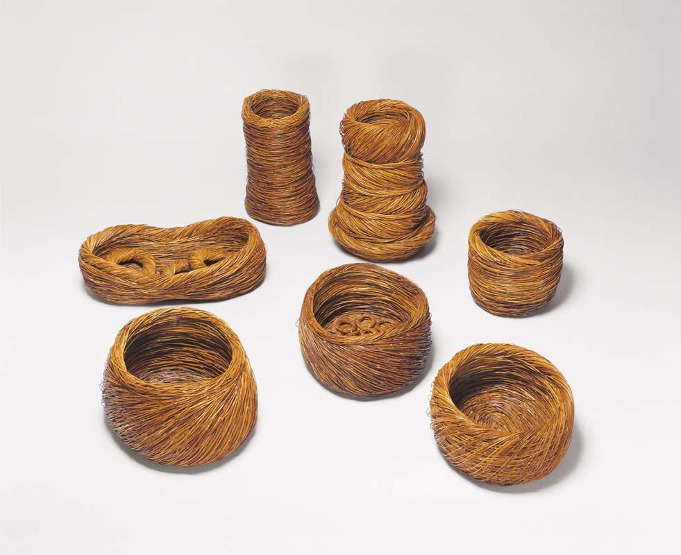 Artwork Guutu (vessels) this artwork made of Woven spinifex (Triodia pungens), nylon thread and synthetic polymer fixative, created in 2000-01-01