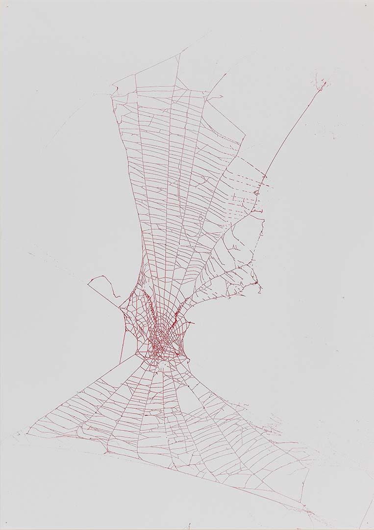 Artwork Untitled (from 'Webs from my garden' series) this artwork made of Enamel on spider web with adhesive and sealant on paper, created in 2004-01-01