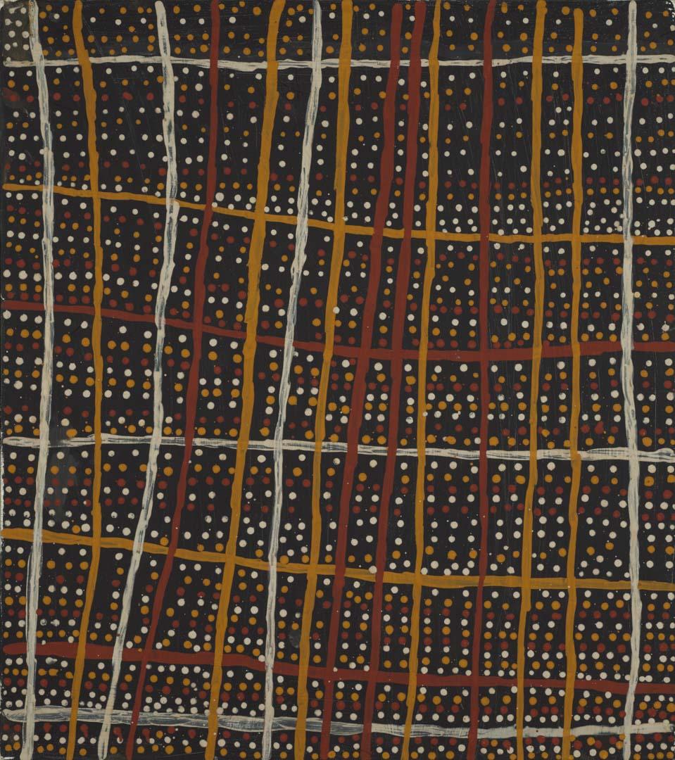 Artwork Jilamara, Milikapiti, Melville Island this artwork made of Natural pigments on canvas, created in 2003-01-01