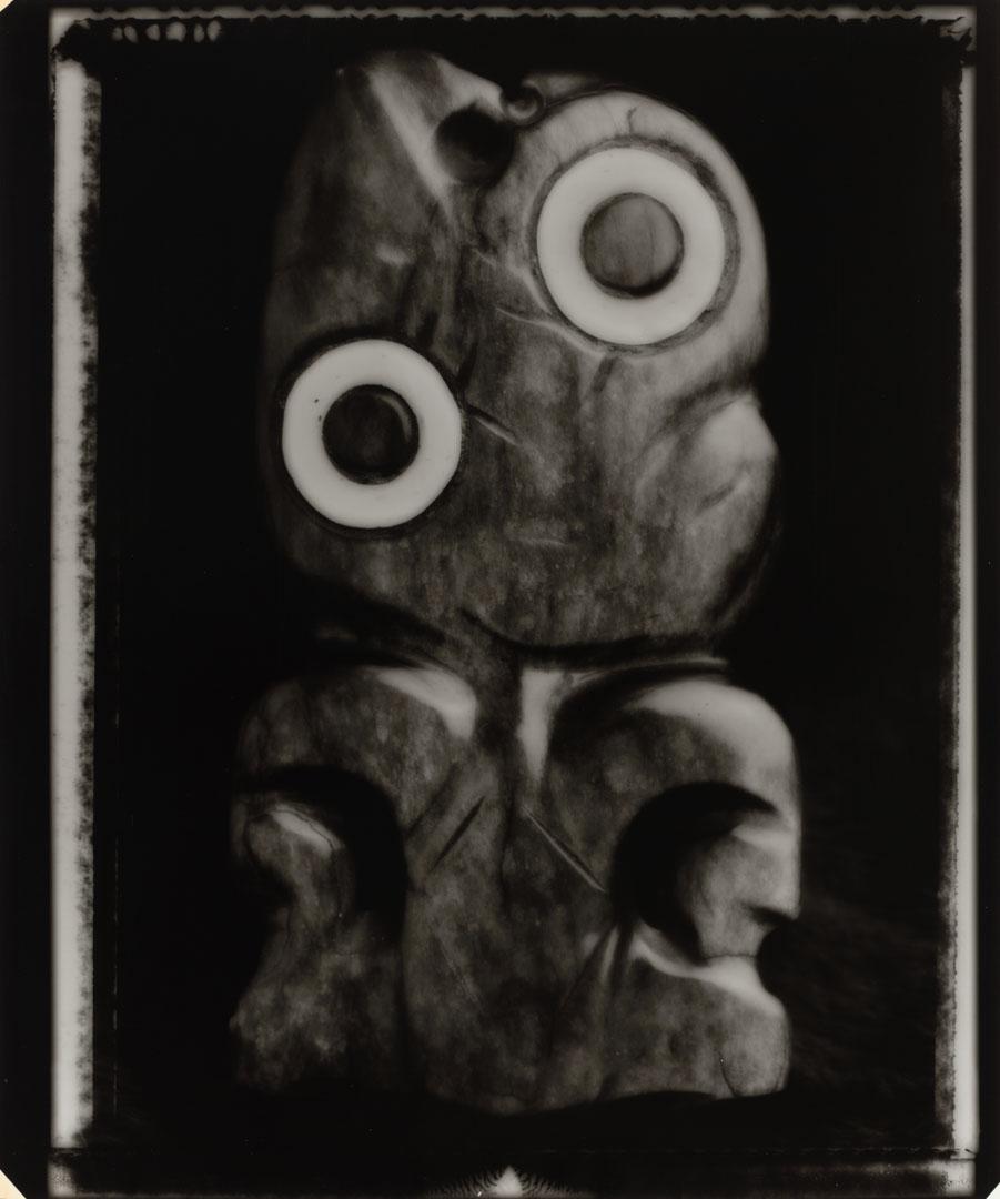 Artwork Rua tekau ma tahi, Kohuwai Heitiki, Taranaki, Okains Bay Maori and Colonial Museum, Okains Bay, South Island, Aotearoa/New Zealand (from 'Te mate o te aroha/The pain of longing' series) this artwork made of Gelatin silver photograph, gold toned on Forte Hungarian fibre-based archival paper, created in 2002-01-01