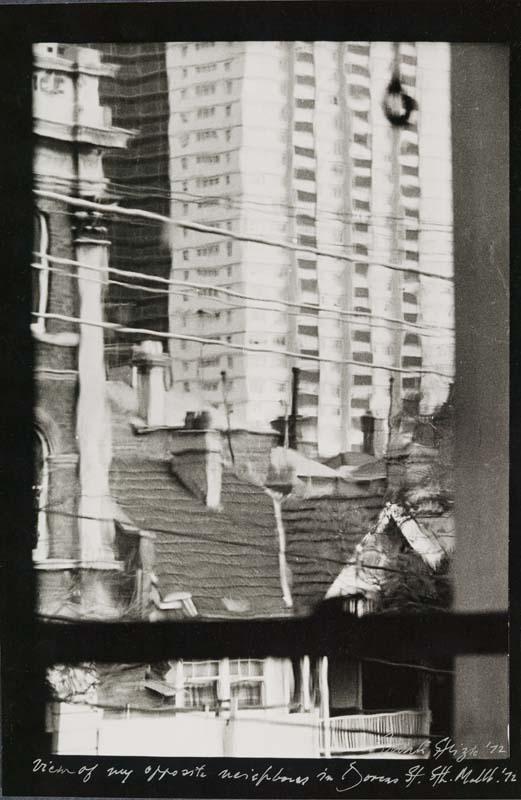 Artwork View of my opposite neighbours in Dorcas Street, South Melbourne, 1972 (from 'Views from my windows' series) this artwork made of Gelatin silver photograph on paper, created in 1972-01-01