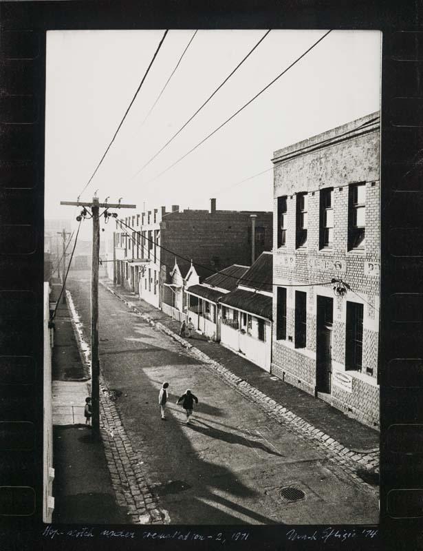 Artwork Hopscotch under crenellation - 2, 1971 (from 'Children of the streets and their environment' series) this artwork made of Gelatin silver photograph on paper, created in 1971-01-01