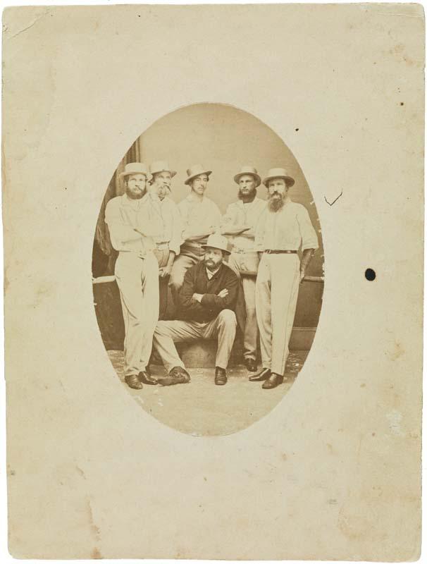 Artwork (The Archer brothers with Lionel Knight Rice) this artwork made of Albumen photograph on paper, created in 1860-01-01