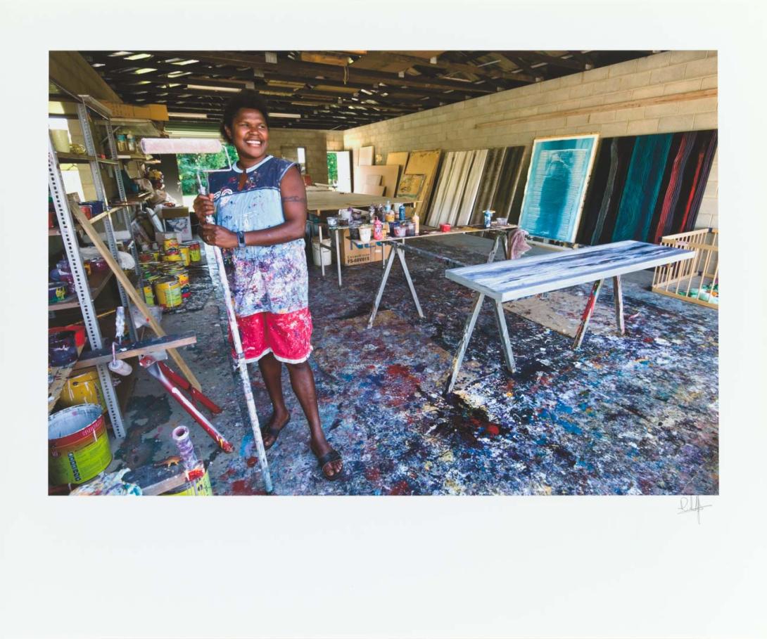 Artwork Rosella Namok in her studio in Cairns, Queensland, Australia at 10:44am on May 19th, 2005 this artwork made of Giclée print on Hahnemühle Photo Rag Ultra Smooth archival paper, created in 2005-01-01