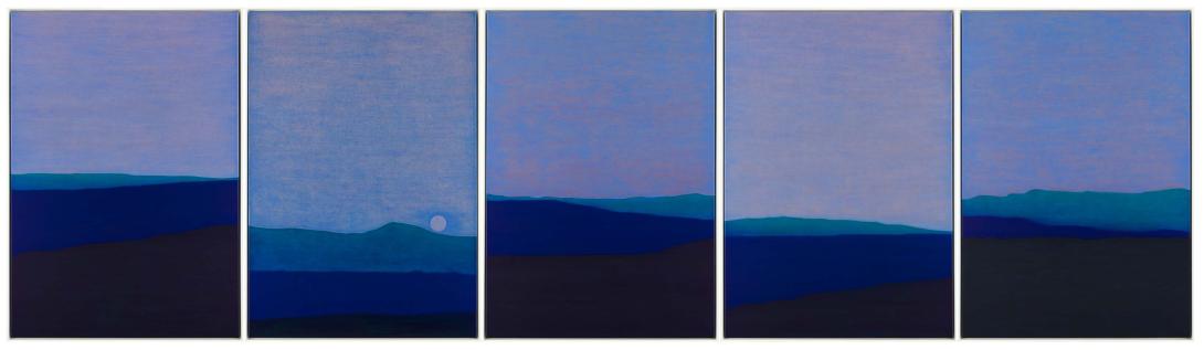 Artwork Elevations with low moon this artwork made of Oil on linen, created in 2008-01-01