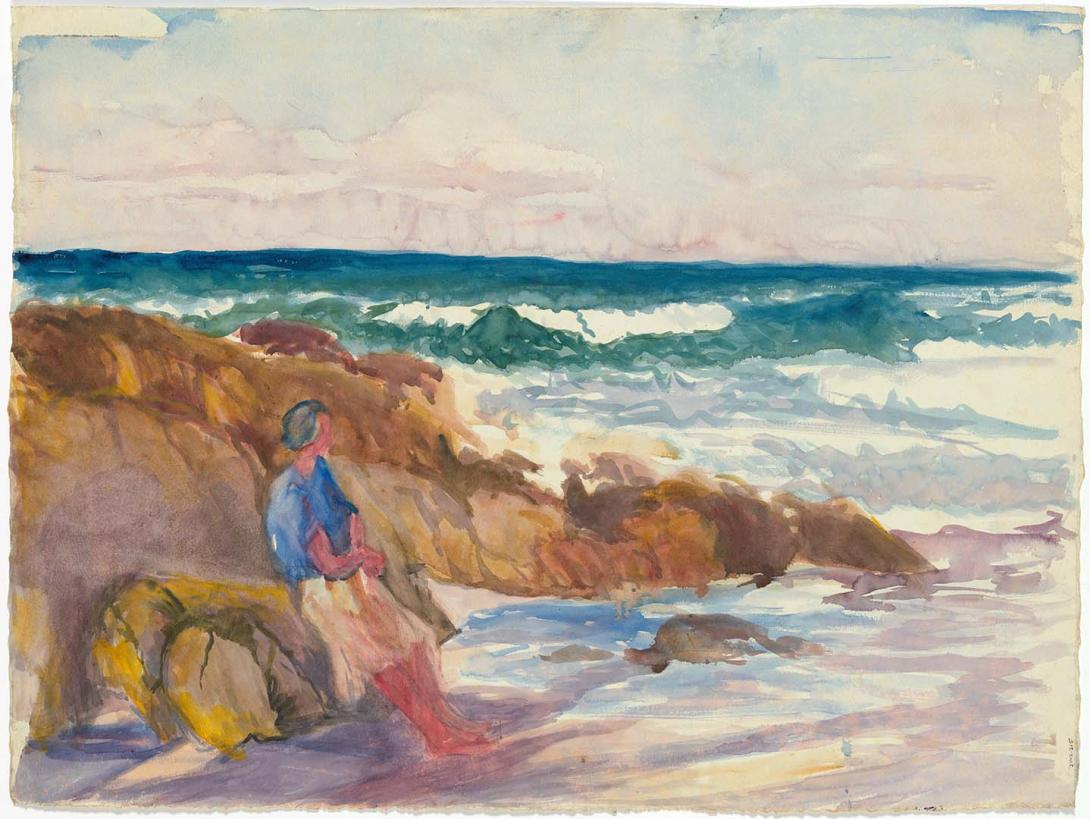 Artwork Woman and rocks this artwork made of Watercolour on paper, created in 1940-01-01