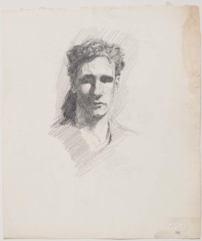 Artwork Self portrait this artwork made of Pencil on paper, created in 1910-01-01