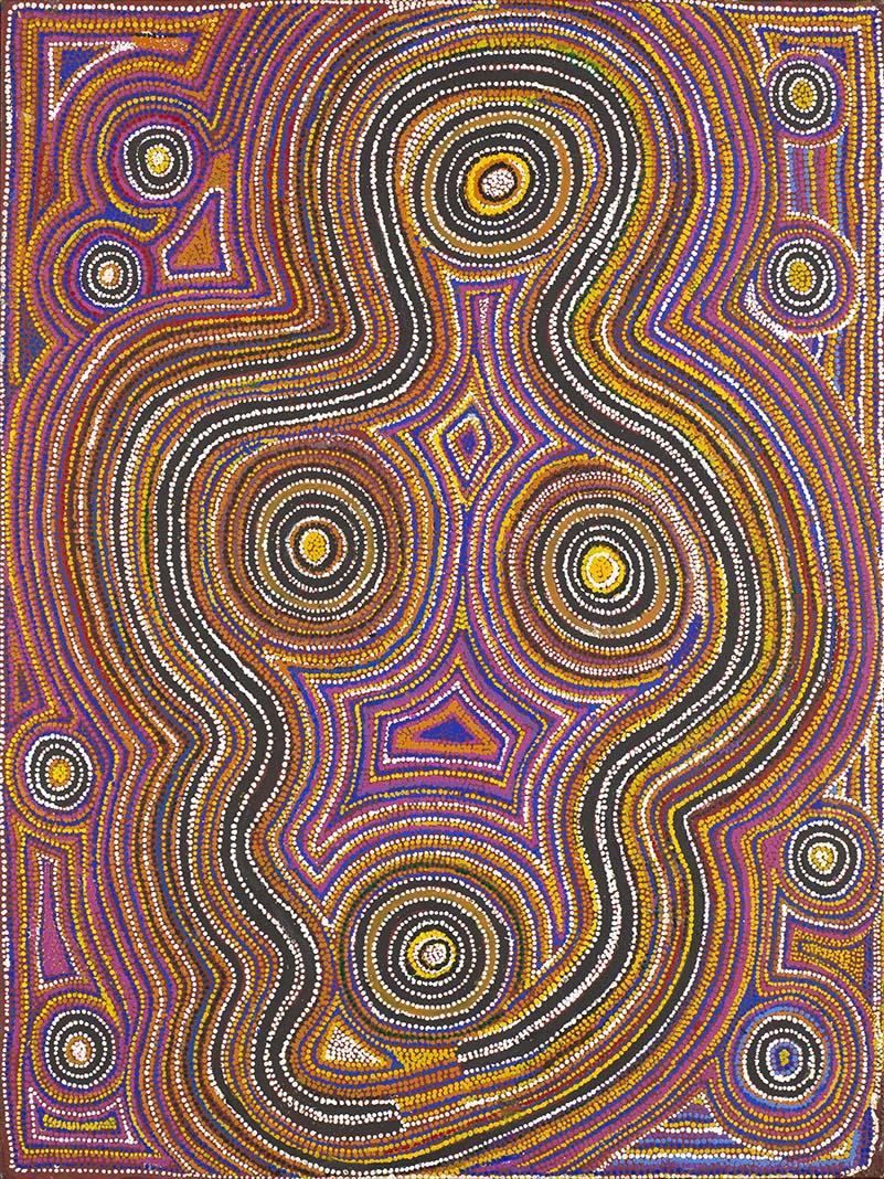 Artwork Warlu Jukurrpa (Fire Dreaming) this artwork made of Synthetic polymer paint on Belgian linen, created in 2001-01-01