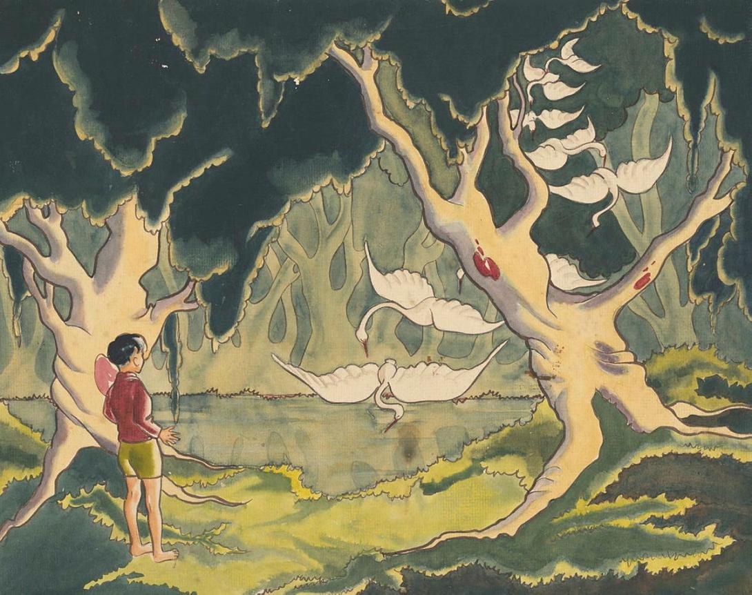 Artwork Descent of the swans this artwork made of Watercolour on paper, created in 1940-01-01