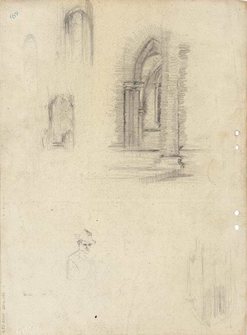 Artwork Cathedral fragments; Small note of the auditor this artwork made of Pencil on sketch paper, created in 1916-01-01