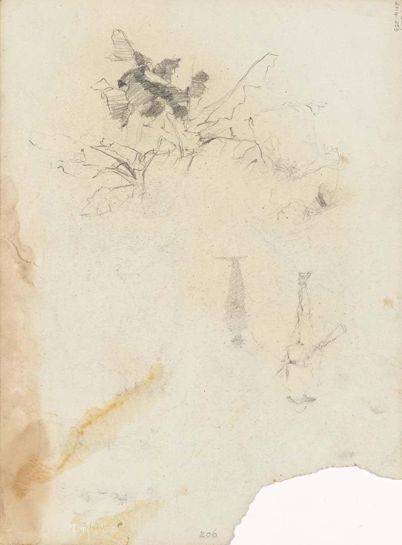 Artwork Soldier; Man; Foliage this artwork made of Pencil on sketch paper, created in 1914-01-01