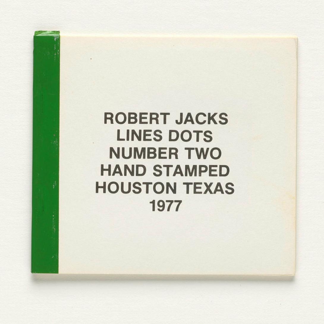 Artwork Lines dots number two hand stamped Houston Texas 1977 this artwork made of Book comprising 12 pages, 12 hand-stamped ink illustrations, created in 1977-01-01