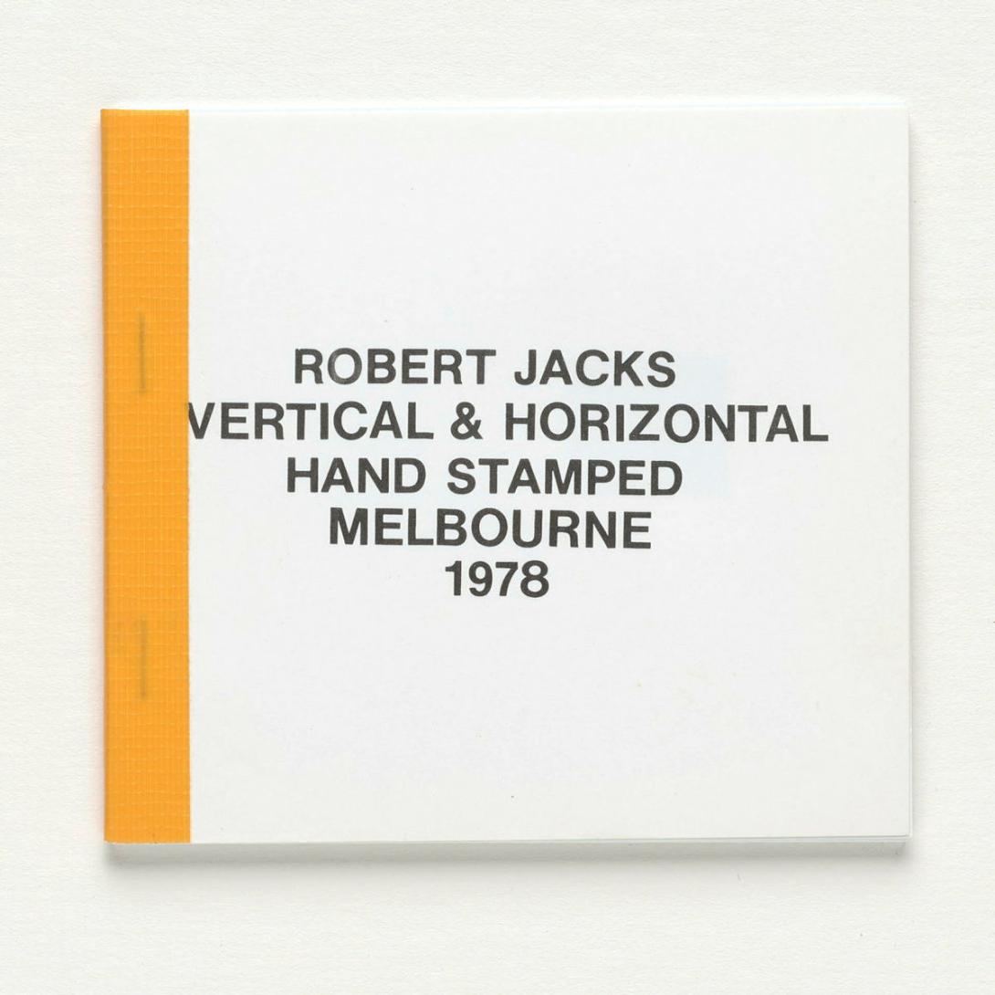 Artwork Vertical & horizontal hand stamped Melbourne 1978 this artwork made of Book comprising 12 pages, 12 hand-stamped ink illustrations, created in 1978-01-01