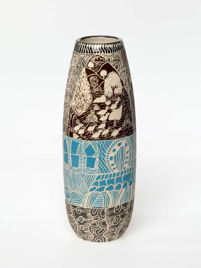 Artwork Ara Irititja this artwork made of Stoneware with sgraffito, created in 2014-01-01