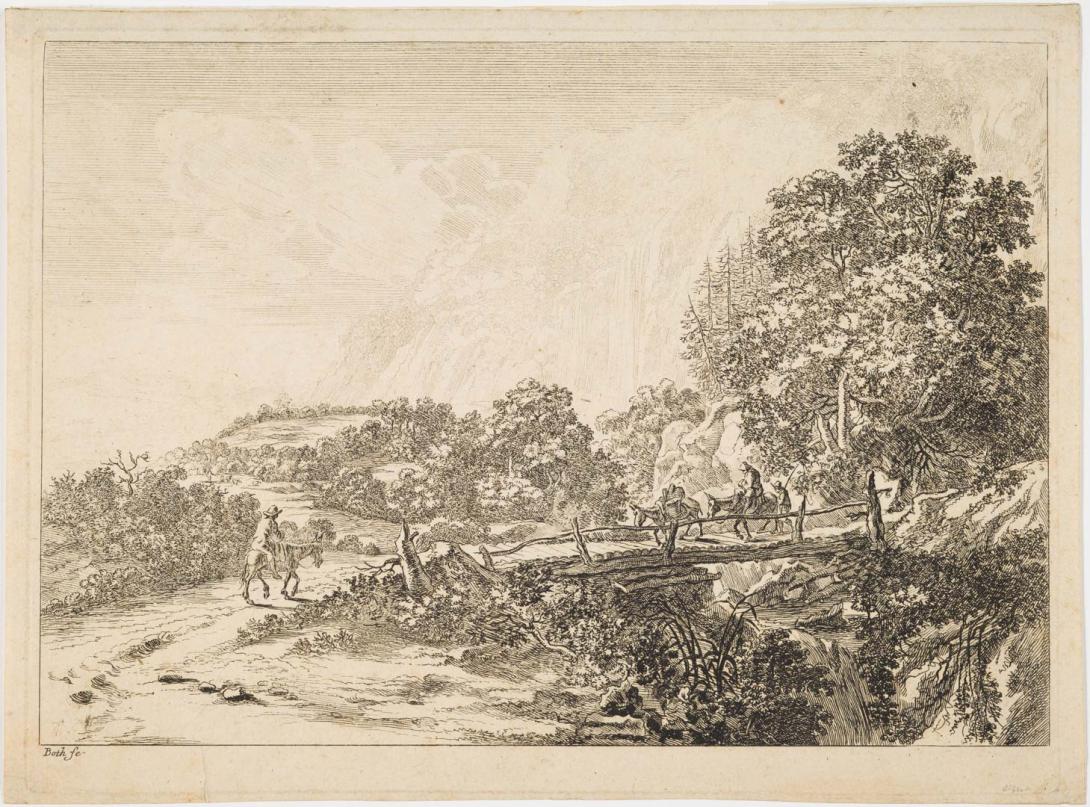 Artwork A Landscape near Rome (also known as 'The Wooden Bridge at Sulmona near Tivoli') this artwork made of Etching on laid paper, created in 1635-01-01