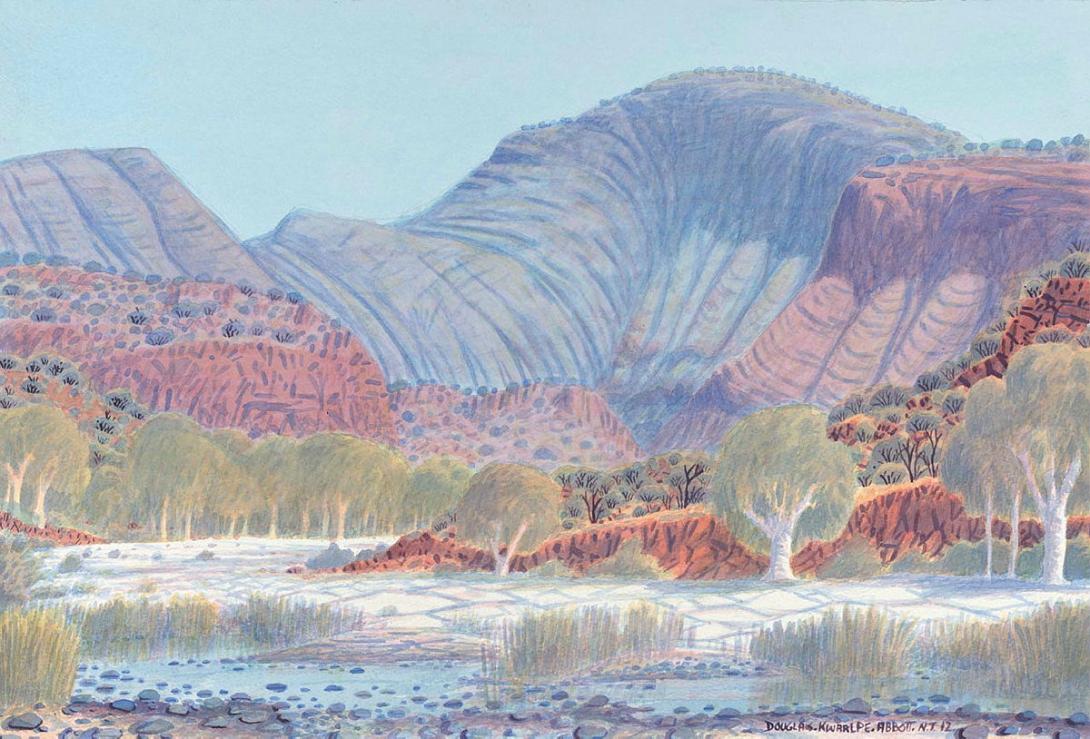 Artwork Mt Hermannsburg - Larlkintanherrama, NT this artwork made of Watercolour on paper, created in 2012-01-01