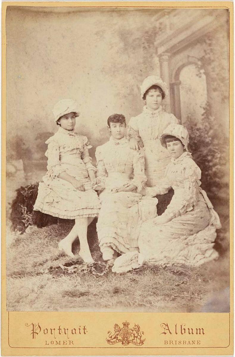 Artwork (Four beautiful sisters) this artwork made of Albumen photograph on paper mounted on card, created in 1870-01-01