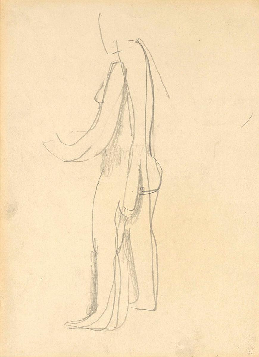 Artwork Nude study this artwork made of Pencil on paper, created in 1949-01-01