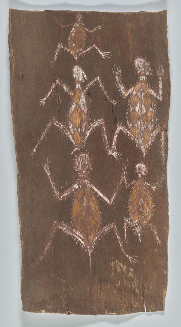 Artwork Spiny ant-eater spirits of Balawurru this artwork made of Natural pigments on eucalyptus bark, created in 1966-01-01