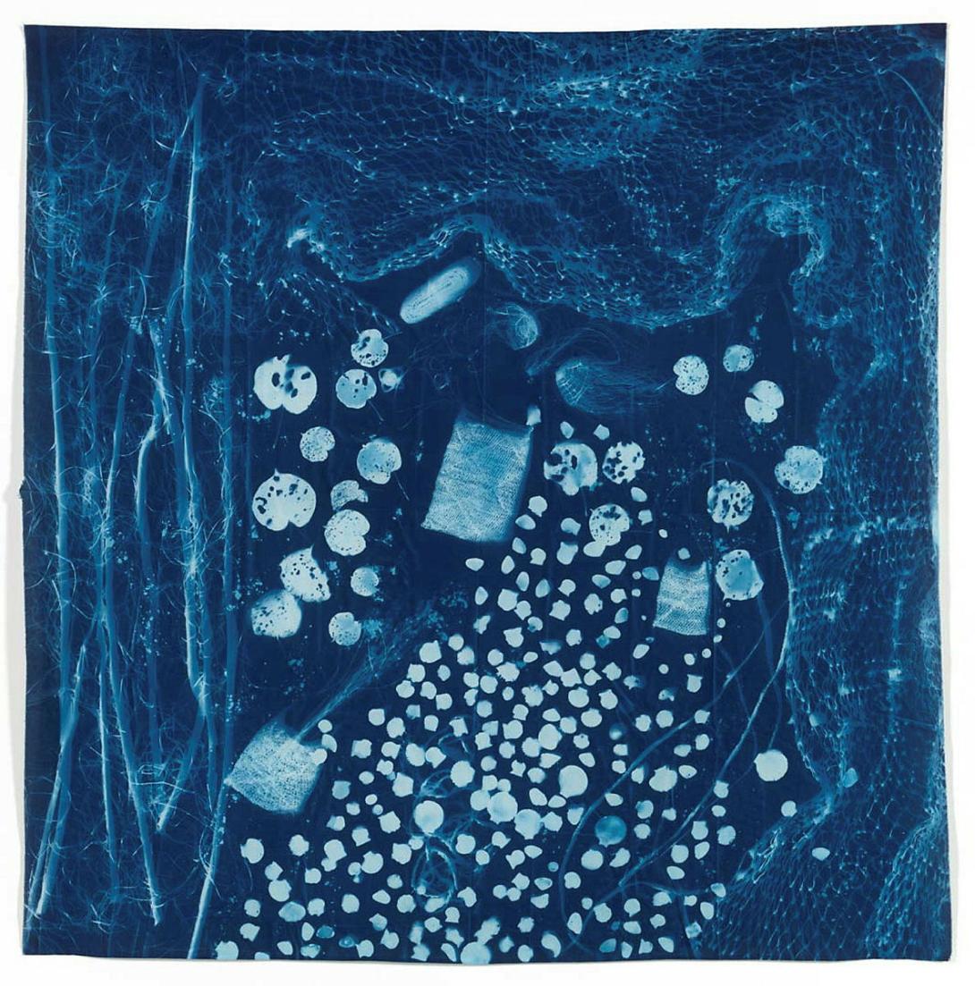 Artwork Quandamooka djagan marimba (Quandamooka Country is beautiful) this artwork made of Cyanotype on cotton, created in 2020-01-01