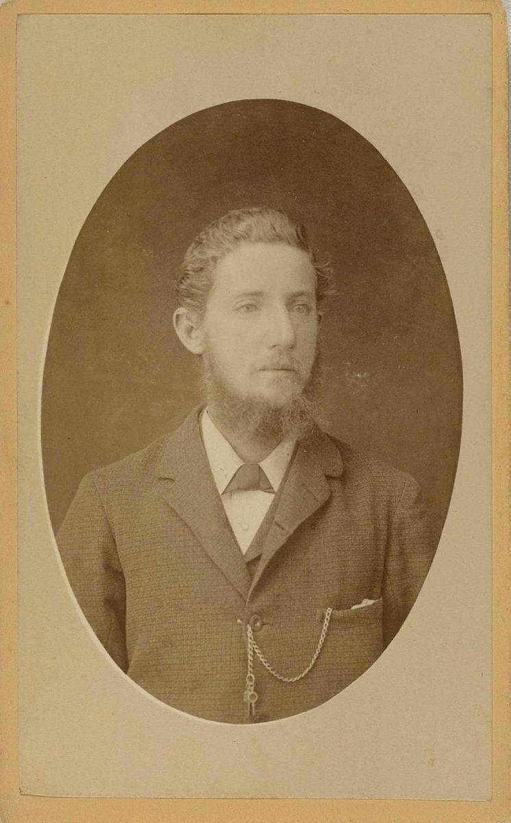 Artwork (Portrait of man with beard) this artwork made of Albumen photograph on paper mounted on card, created in 1880-01-01