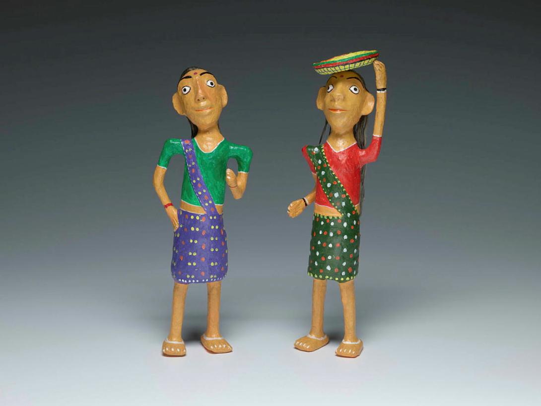 Artwork Two lady figures this artwork made of Multani clay, natural colour, plant fibre, created in 2015-01-01