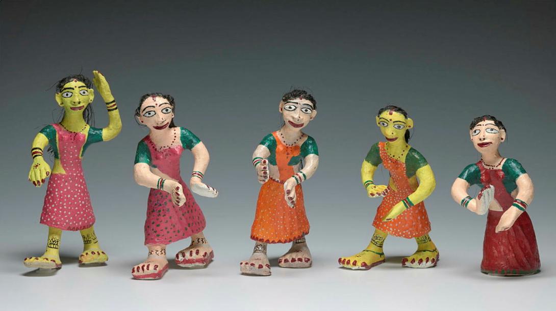 Artwork Five figures this artwork made of Multani clay, natural colour, plant fibre, created in 2015-01-01