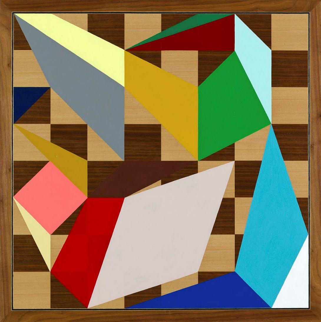 Artwork Chessboard painting #8 this artwork made of Synthetic polymer paint on inlaid wooden chessboard, created in 2008-01-01