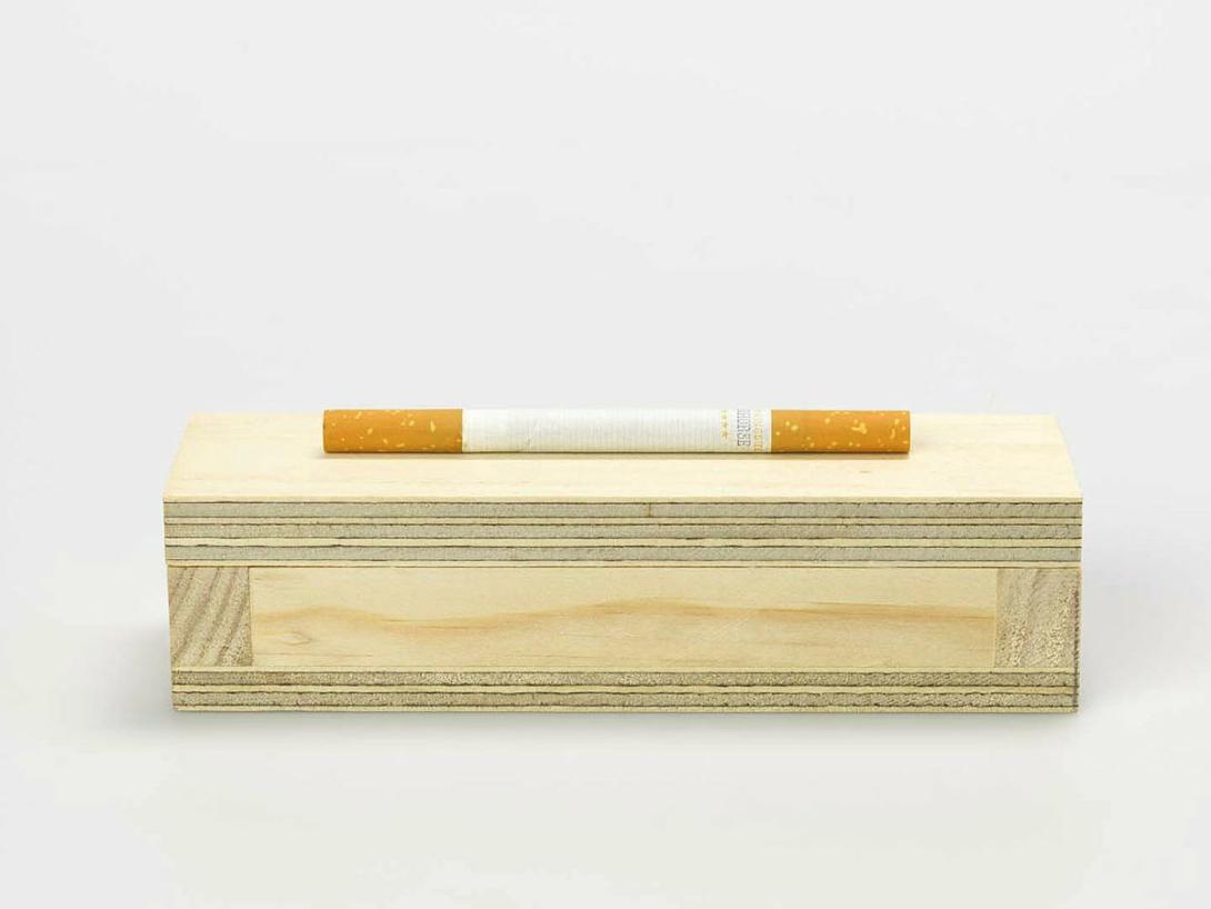 Artwork Double cigarette this artwork made of Tobacco paper on wooden presentation box, created in 2008-01-01