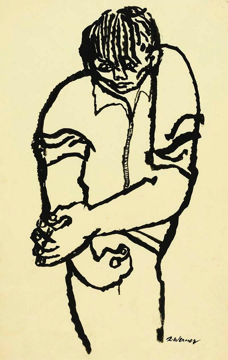 Artwork Young outcast (drug user) this artwork made of Gouache on paper, created in 1957-01-01