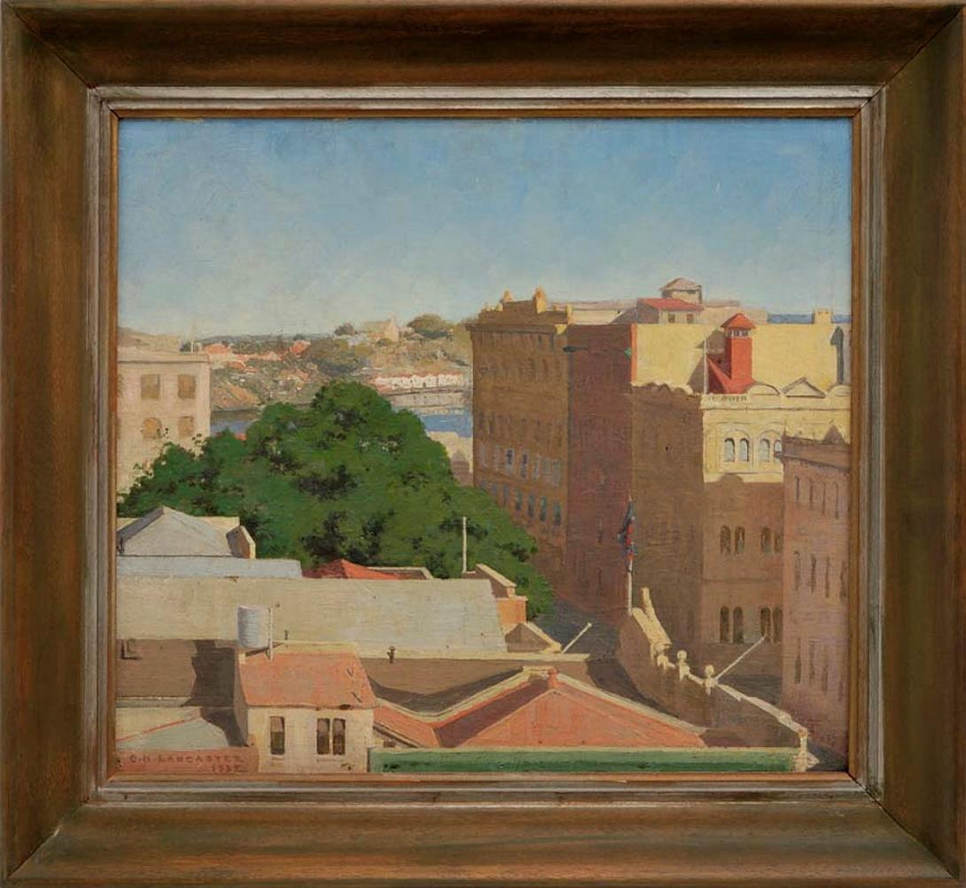 Artwork A corner of Brisbane this artwork made of Oil on canvas on cardboard, created in 1937-01-01