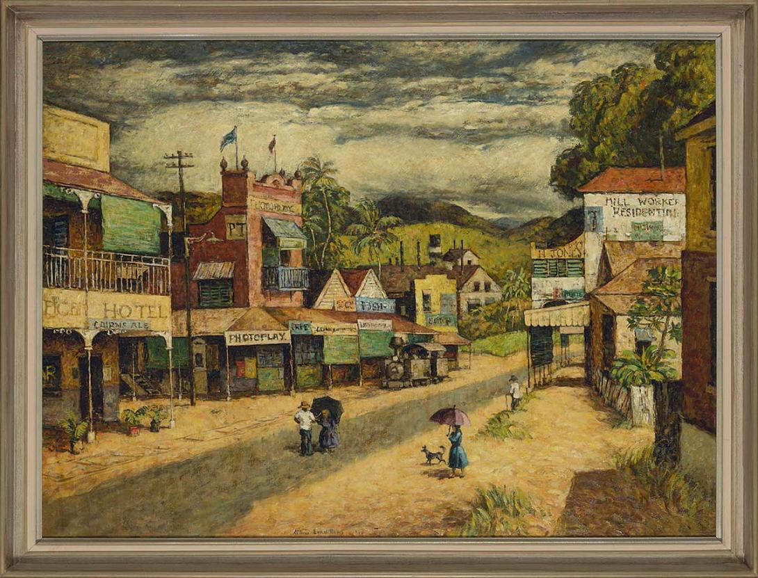 Artwork The cane town this artwork made of Oil on plywood, created in 1955-01-01