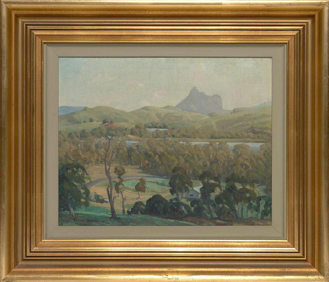 Artwork Mount Warning from Razorback this artwork made of Oil on canvas on plywood, created in 1940-01-01