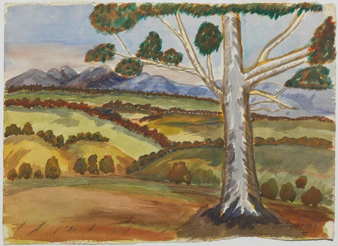 Artwork On the way to Samford, Qld this artwork made of Watercolour on paper, created in 1959-01-01