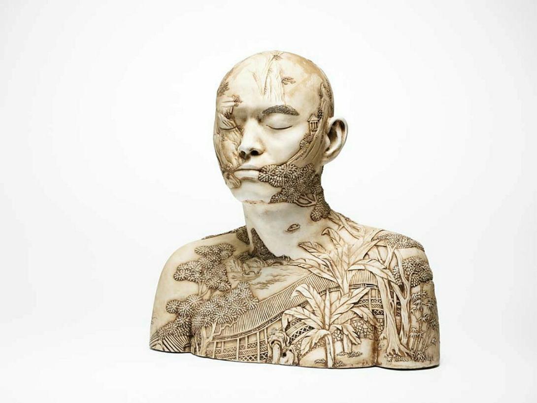 Artwork China China - bust no.63 this artwork made of Porcelain with stained colour relief landscape design, created in 2002-01-01