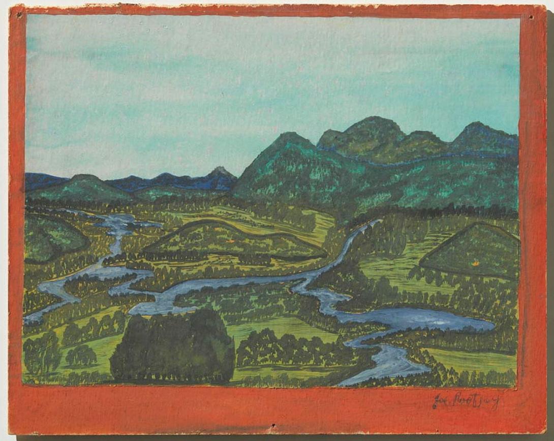 Artwork (Landscape) this artwork made of Gouache and ball-point pen on paper on board