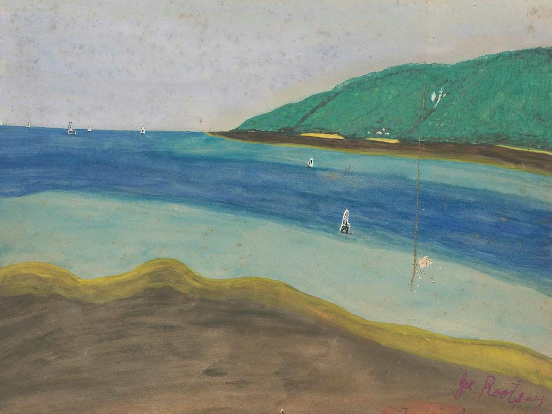 Artwork Trinity Bay this artwork made of Gouache and ball-point pen on board, created in 1955-01-01