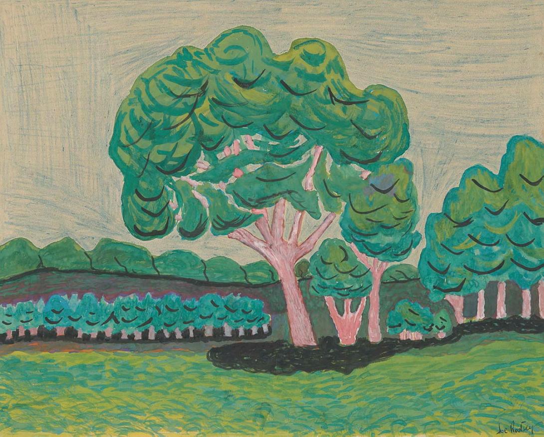 Artwork (Landscape) this artwork made of Gouache, black ink and coloured pencil on paper on board