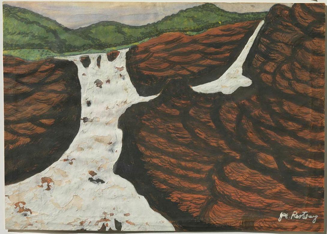 Artwork (Waterfall) this artwork made of Gouache on paper on board